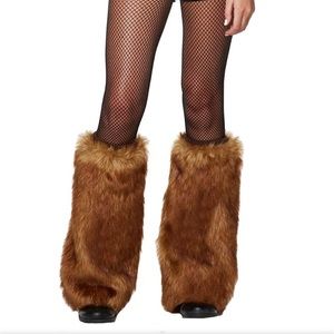 Brown Deer Faux Fur Leg Warmers